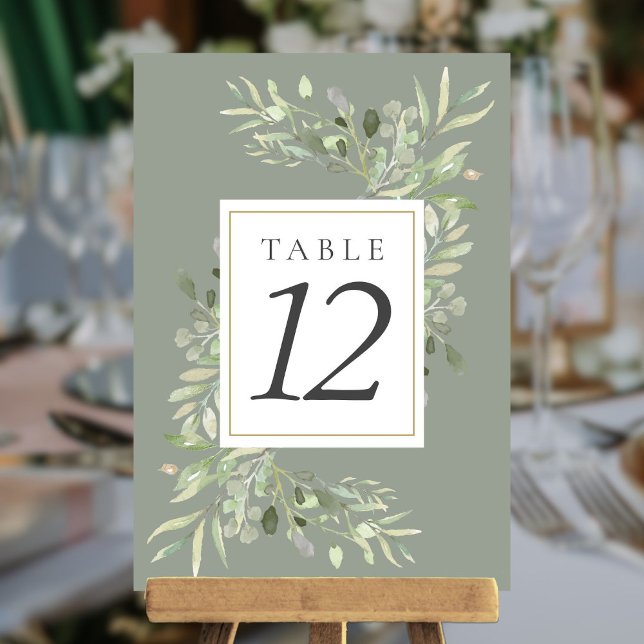 Aquarell Blätter Tischnummern (Watercolor Greenery Leaves Table Numbers)