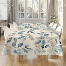 Aquarell-Blattmuster Blau Beige Creme