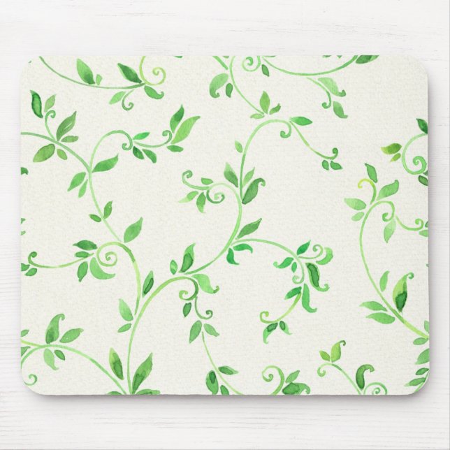 Aquarell-Blattmuster Mousepad (Vorne)
