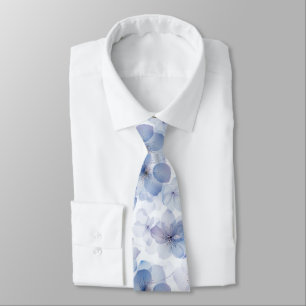 Aquarell Blau Blumenmuster Krawatte