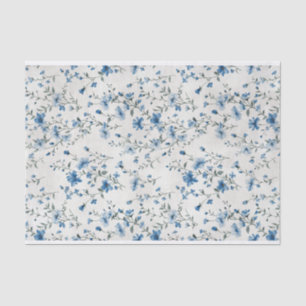 Aquarell Blau Botanisches Blumenmuster Nr. 1 Seidenpapier