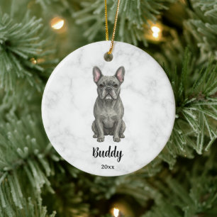Aquarell Blau Französische Bulldogge Name Hunde Ge Keramik Ornament