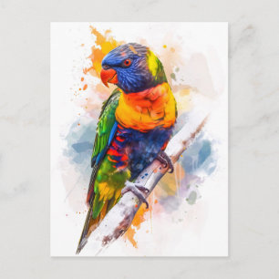 Aquarell Blau-Gesichtslori Postkarte