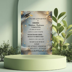 Aquarell Blau Gold Marmor Achat Abschlussfeier Karte