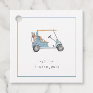 Aquarell Blau Golfwagen Golfer  Geschenkanhänger
