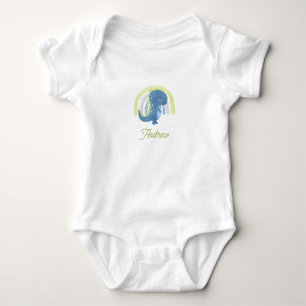 Aquarell Blau Grün Dinosaurier & Regenbogen Kinder Baby Strampler