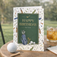 Aquarell Blau Grün Golf Thema Alles Gute zum Gebur