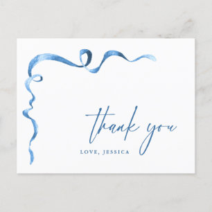 Aquarell Blau Handgezeichneter Bogen Danke Postkarte