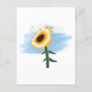 Aquarell Blau Himmel und Gelbe Sonnenblume Kunst Postkarte