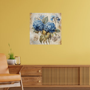 Aquarell-Blau Hortensie Poster