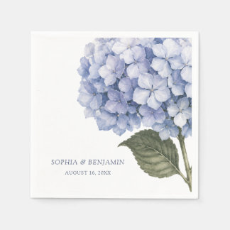 Aquarell-Blau-Hortensien-Hochzeit nach Maß Serviette