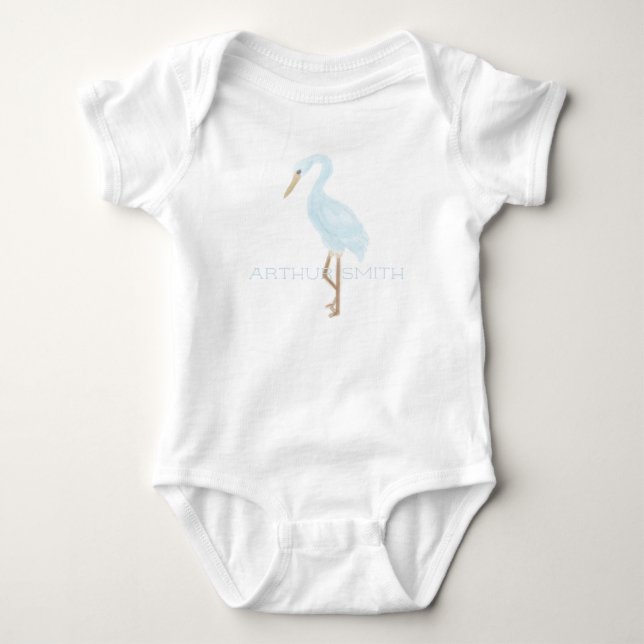 Aquarell Blau Kran Baby Strampler (Vorderseite)