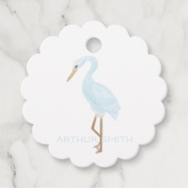 Aquarell Blau Kran Geschenkanhänger (Vorderseite)