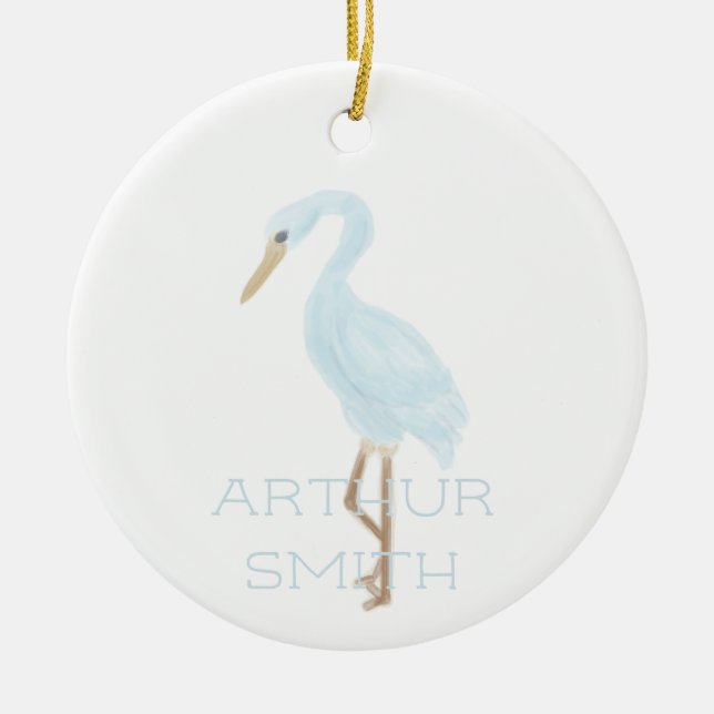 Aquarell Blau Kran Keramik Ornament (Vorne)