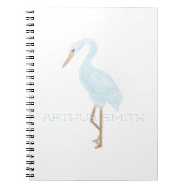 Aquarell Blau Kran Notizblock (Vorderseite)