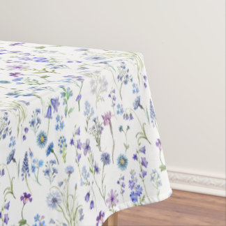Aquarell Blau Lila Wildblumen Blumenmuster Tischdecke