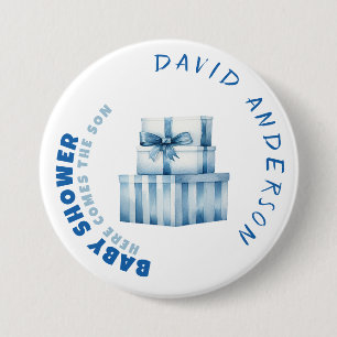 Aquarell blau minimalistischer Babyparty Junge Button