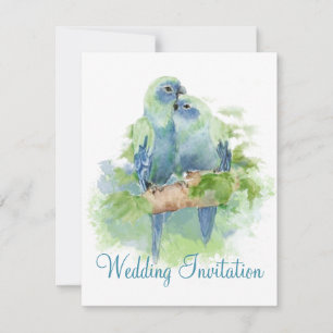 Aquarell Blau Papagei Tropenvogel Hochzeit Einladung