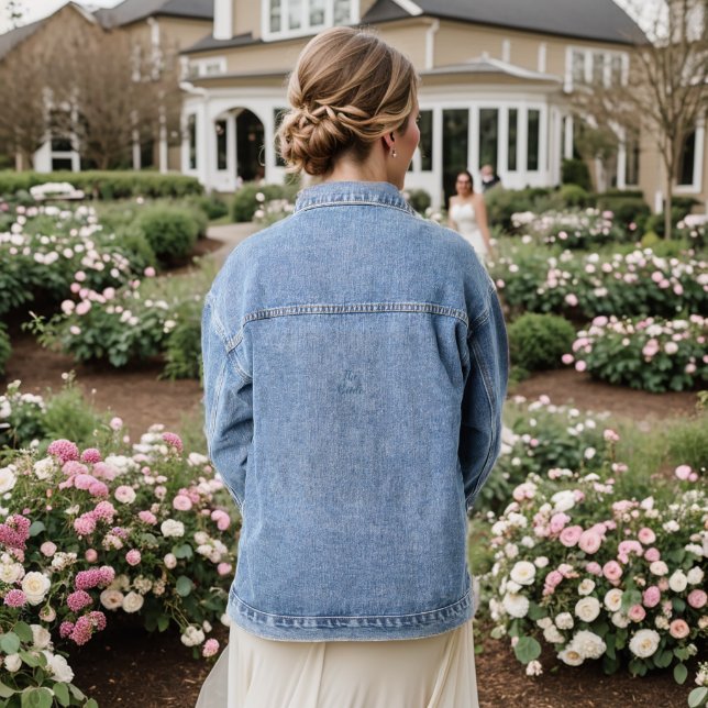 Aquarell Blau Rosa Blüte Die Brie Denim Jacket Jeansjacke (Hochzeit Rückseite)