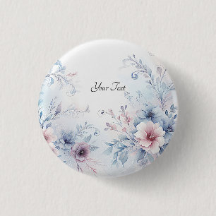Aquarell Blau Rosa Florale Taste Button