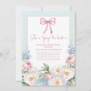 Aquarell Blau Rosa Florales Band Brautparty Einladung