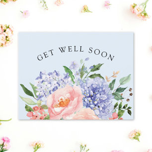Aquarell Blau Rosa Hortensien Blumen Gute Besserun Postkarte