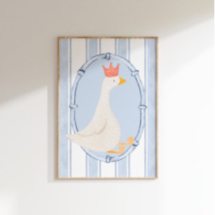 Aquarell Blau Silly Goose Kinderzimmer Druck Poster