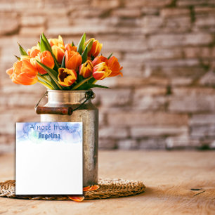 Aquarell blau teal grün spritzer weiße Buchstaben Notizblock