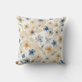 Aquarell Blau und Gelb Floral Kissen