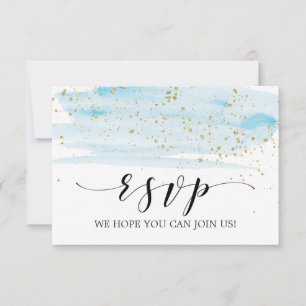 Aquarell Blau und Gold Menü Auswahl RSVP Karte
