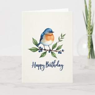 Aquarell Blau Vogel Geburtstagskarte Karte