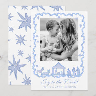 Aquarell Blau Weihnachten Geburt Christi