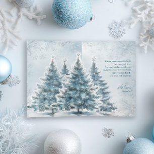 Aquarell Blau Weihnachtsbaum Winter Wonderland Feiertagskarte