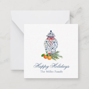 Aquarell Blau-weiße Ingwer-Glas-Weihnachten Mitteilungskarte