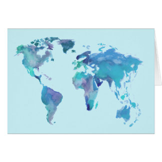 Aquarell-Blau-Weltkarte