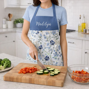 Aquarell Blau Wildblume Benutzername Schürze