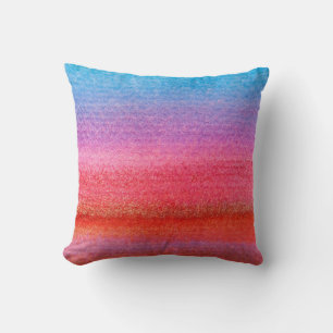 Aquarell Blau zu Rosa Farbverlauf Mischung Kissen