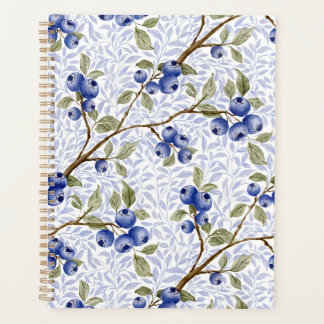 Aquarell Blaubeer Botanisch in Blau Grün Weiß Planer