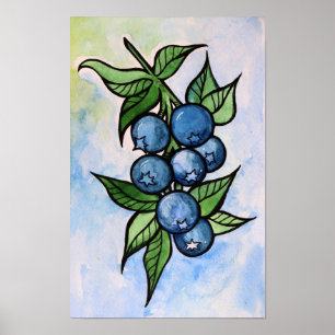 Aquarell Blaubeeren Poster