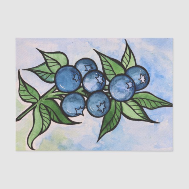 Aquarell Blaubeeren Seidenpapier (Vorderseite)