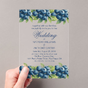 Aquarell Blaubeerene Hochzeitseinladung Acryleinladungen