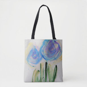 Aquarell blaue abstrakte Blumen