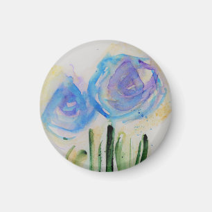 Aquarell blaue Blumen Magnet