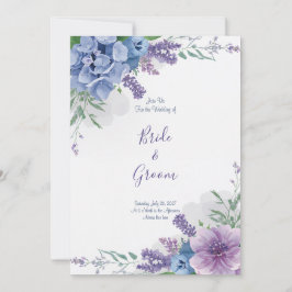 Aquarell Blaue Hortensie Lila Lavendel Blumen Einladung