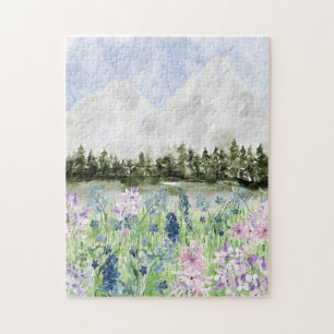 Aquarell Blaue Lila Blume Wilhelm Tell Puzzle