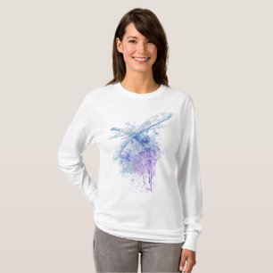Aquarell-blaue malvenfarbene Libelle T-Shirt