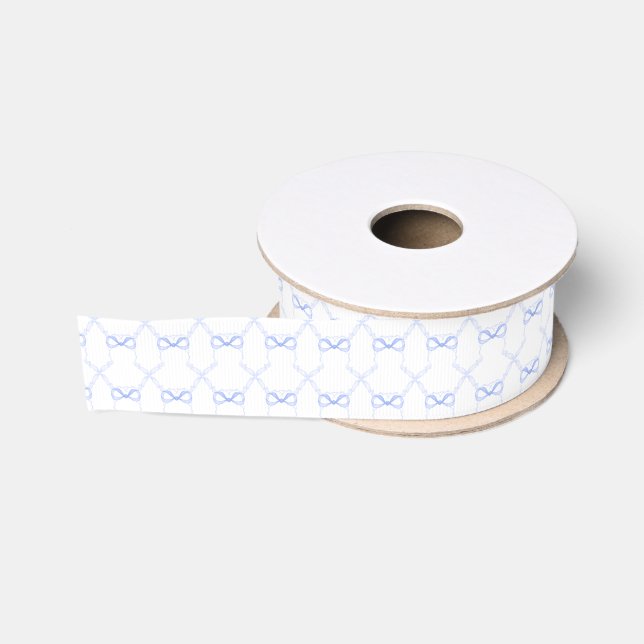 Aquarell Blaue Schleifen Ripsband (Spule)