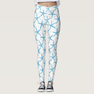 Aquarell-blaue Seesternchen-Vereinbarung Leggings