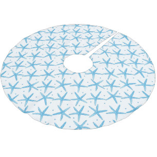 Aquarell-blaue Seesternchen-Vereinbarung Polyester Weihnachtsbaumdecke