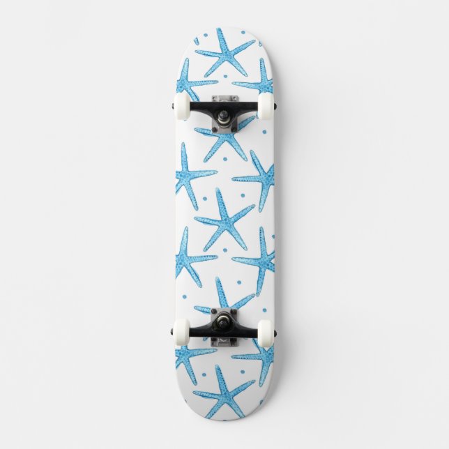 Aquarell-blaue Seesternchen-Vereinbarung Skateboard (Vorderseite)